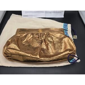 Tory Burch Bronze/Gold Clutch Bag w/Attached Mirror-Includes COA & Dustbag